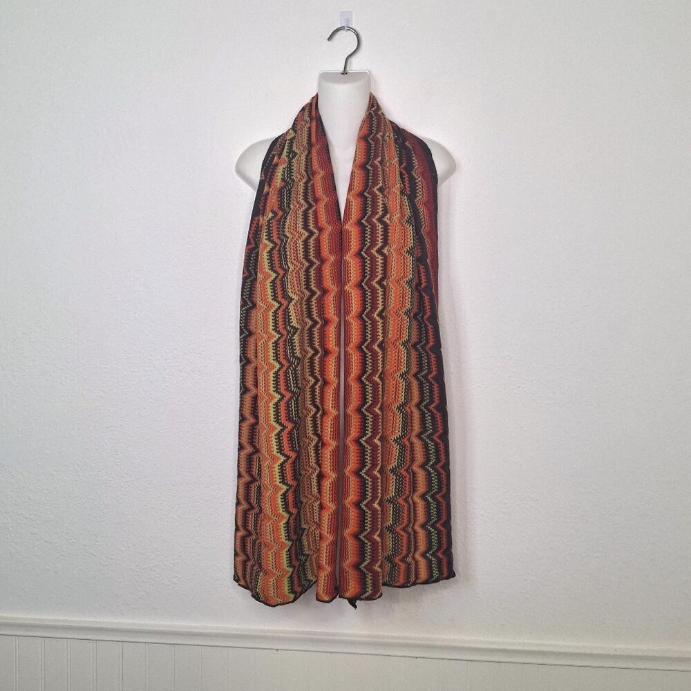 Cotton On Boho Scarf Multicolor 70 X 22 Knit Colorful Artsy Retro 70s